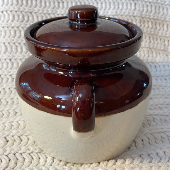 Vintage 1950s Marked McCoy Pottery Small Bean Pot With Lid (#341)w Side Handles - Picture 4 of 7